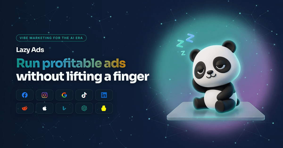 Screenshot of Lazy Ads, An AI media buyer that builds, runs and optimizes your ad campaigns